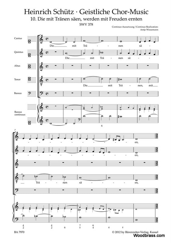 BARENREITER SCHUTZ H. - DIE MIT TRANEN SAEN, WERDEN MIT FREUDEN ERNTEN SWV 378 