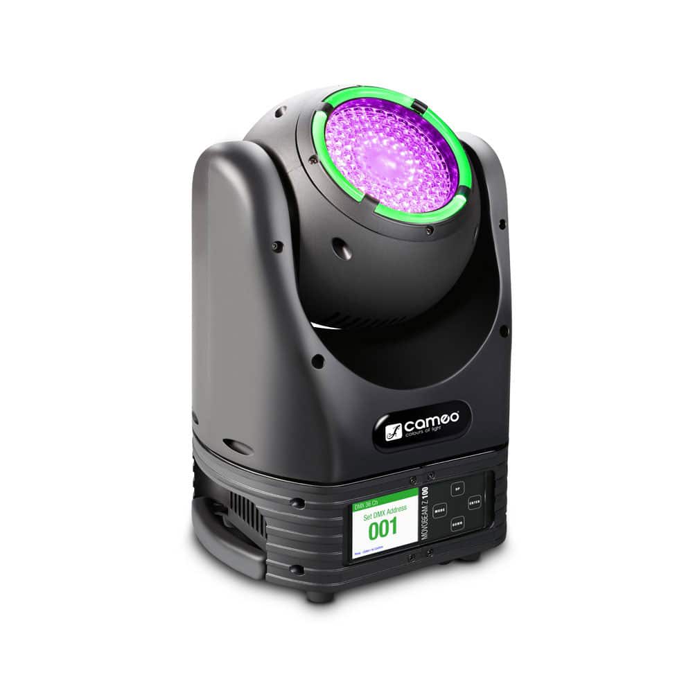 CAMEO MOVO BEAM Z 100 - PROJECTEUR ASSERVI AVEC COURONNE DE LED, ROTATION ILLIMITE ET ZOOM