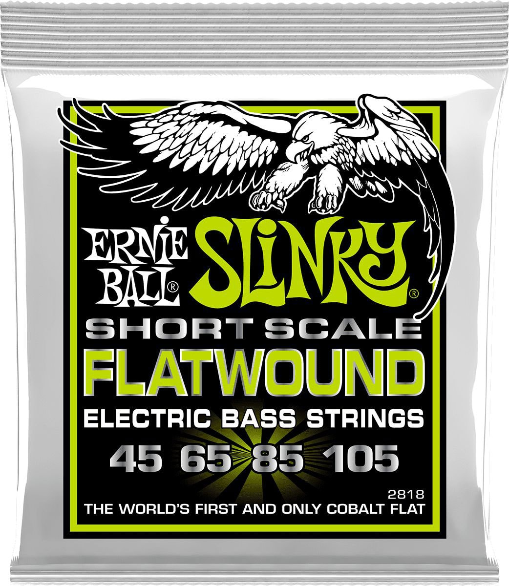 ERNIE BALL 2818 FILET PLAT REGULAR SLINKY FLATWOUND SHORT SCALE 45-105