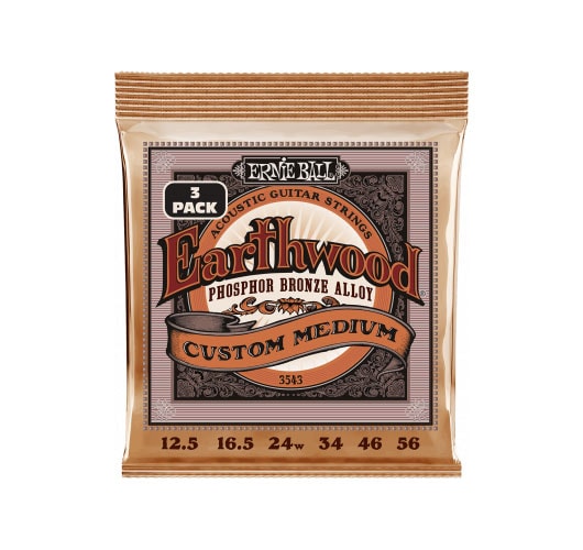 ERNIE BALL 3543 EARTHWOOD PHOSPHOR BRONZE CUSTOM MEDIUM 12,5-56 PACK DE 3