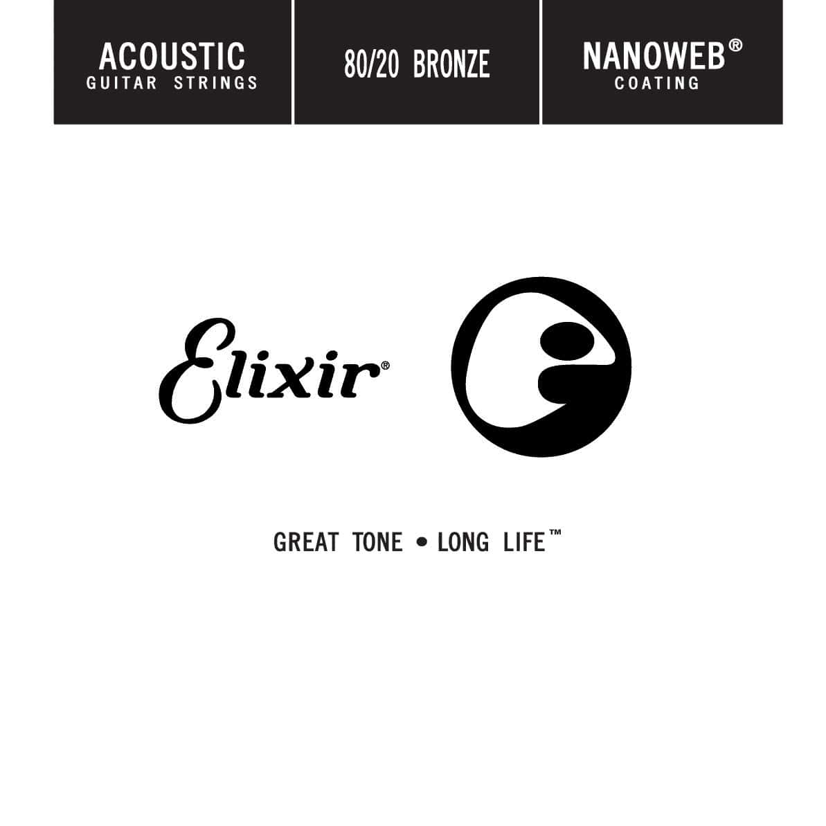 ELIXIR CORDES ACOUSTIQUES NANOWEB BRONZE 80/20 ACIER PLEIN 22