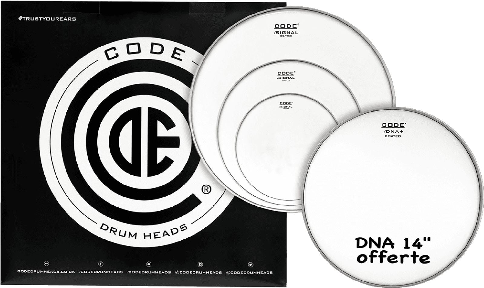 CODE DRUM HEAD TOM PACK SIGNAL SABLEE ROCK + CC 14