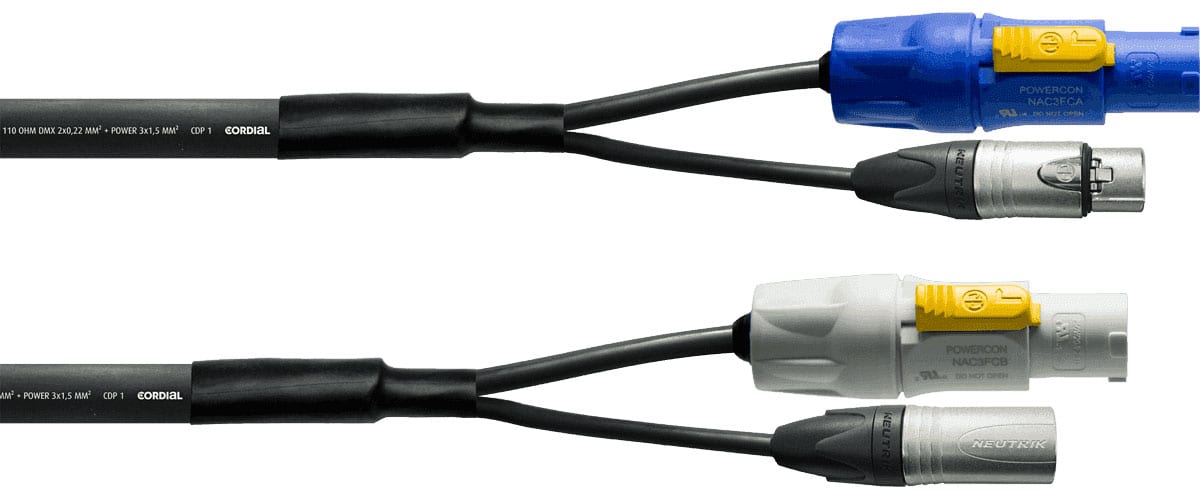 CORDIAL CABLE DMX XLR 3 POINTS + POWERCON 1,5 M