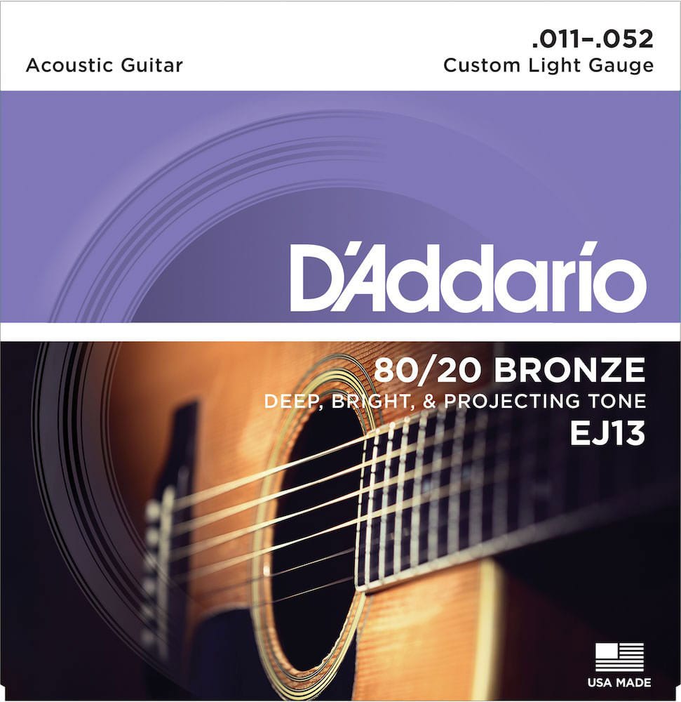 D'addario EJ26 Custom Light - Cordes en bronze phosphoreux pour guitare  acoustique - .011 - .052 - Cordes guitare folk - Cordes guitares