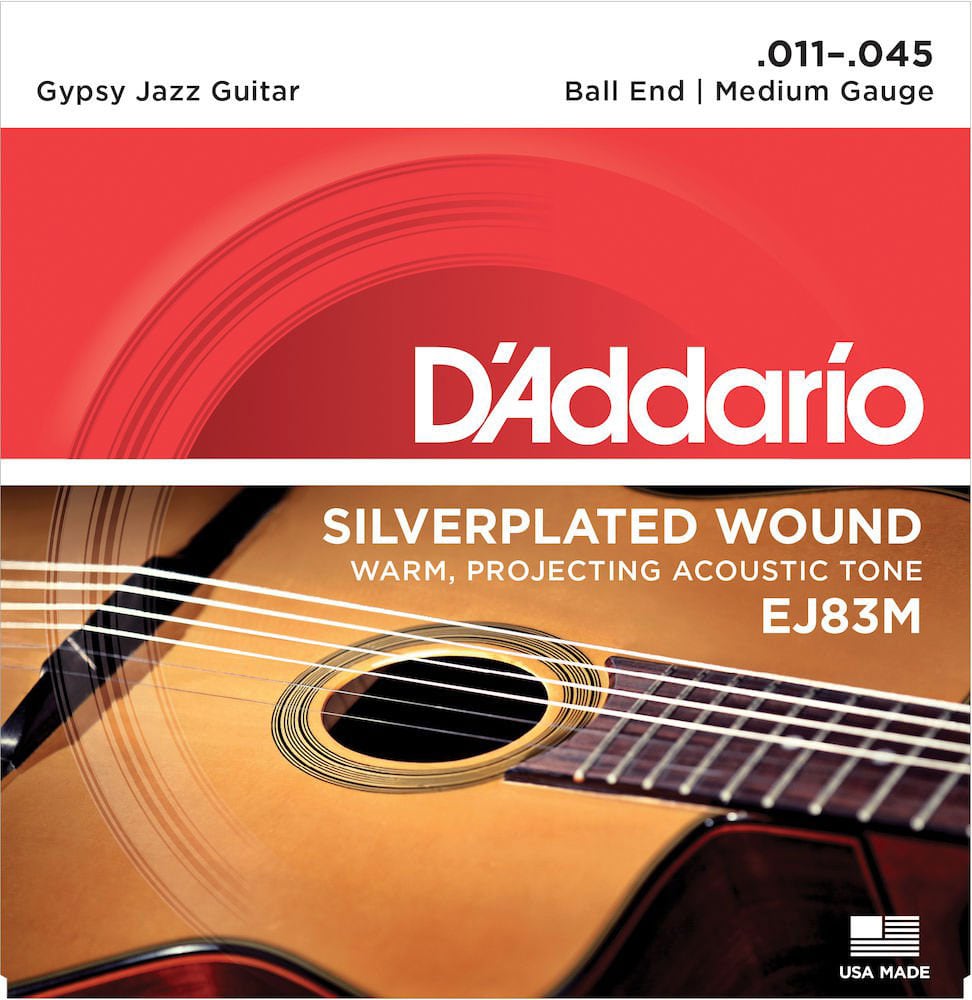 D'ADDARIO AND CO EJ83M GYPSY JAZZ SILVERPLATED WOUND BALL END MEDIUM 11-45