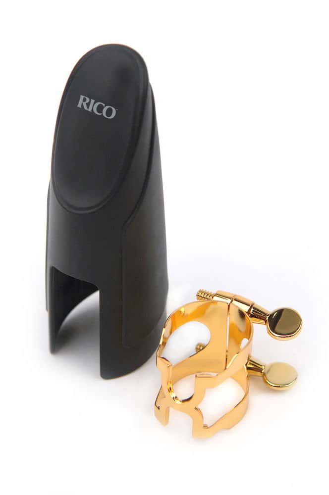 D'ADDARIO - RICO LIGATURE H ET COUVRE-BEC SAXOPHONE TENOR (BECS METAL TYPE OTTO LINK) DORE