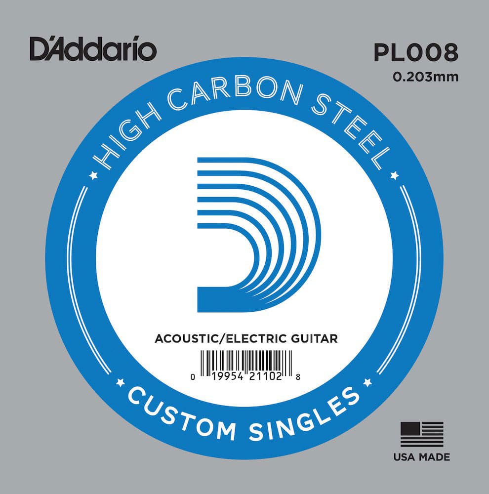 D'ADDARIO AND CO PL008 PLAIN STEEL GUITAR SINGLE STRING 08