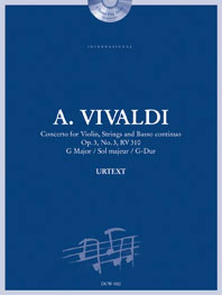 DOWANI VIVALDI A. - CONCERTO OP. 3 N°3 RV 310 IN G-MAJOR - VIOLON, CORDES, BC