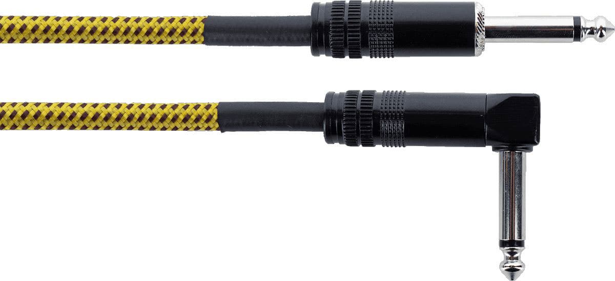 CORDIAL CABLE GUITARE JACK DROIT/COUD 3 M TWEED JAUNE