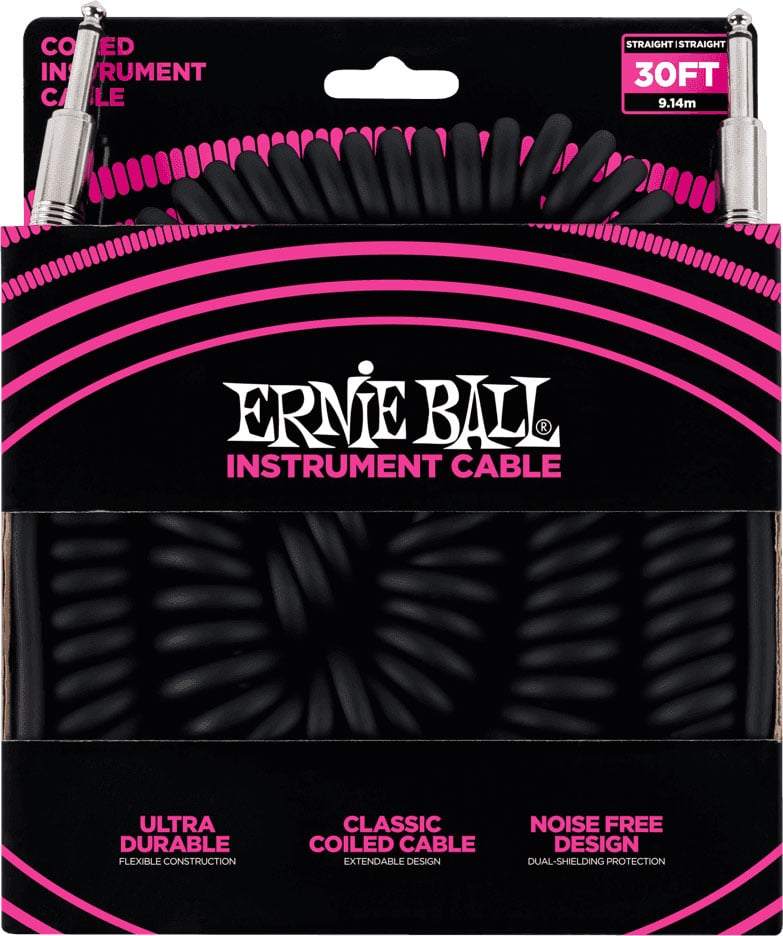 ERNIE BALL CABLES INSTRUMENT TORSADES JACK/JACK 9M NOIR