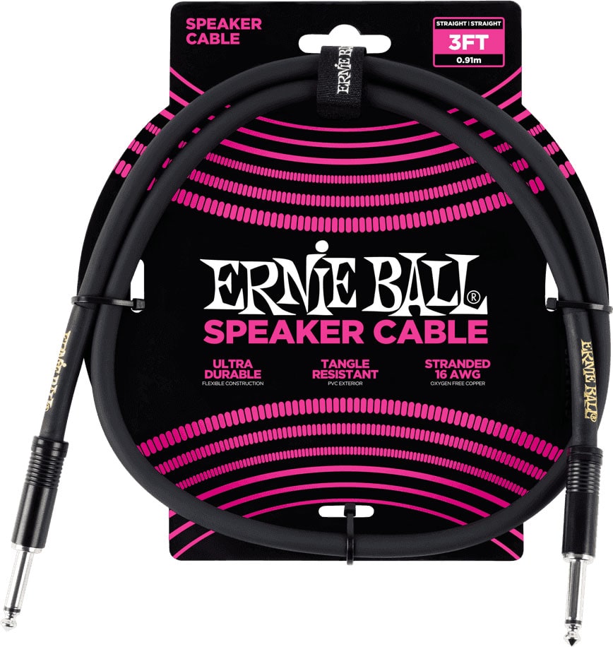 ERNIE BALL CABLES HAUT-PARLEUR CLASSIC JACK/JACK 91CM NOIR