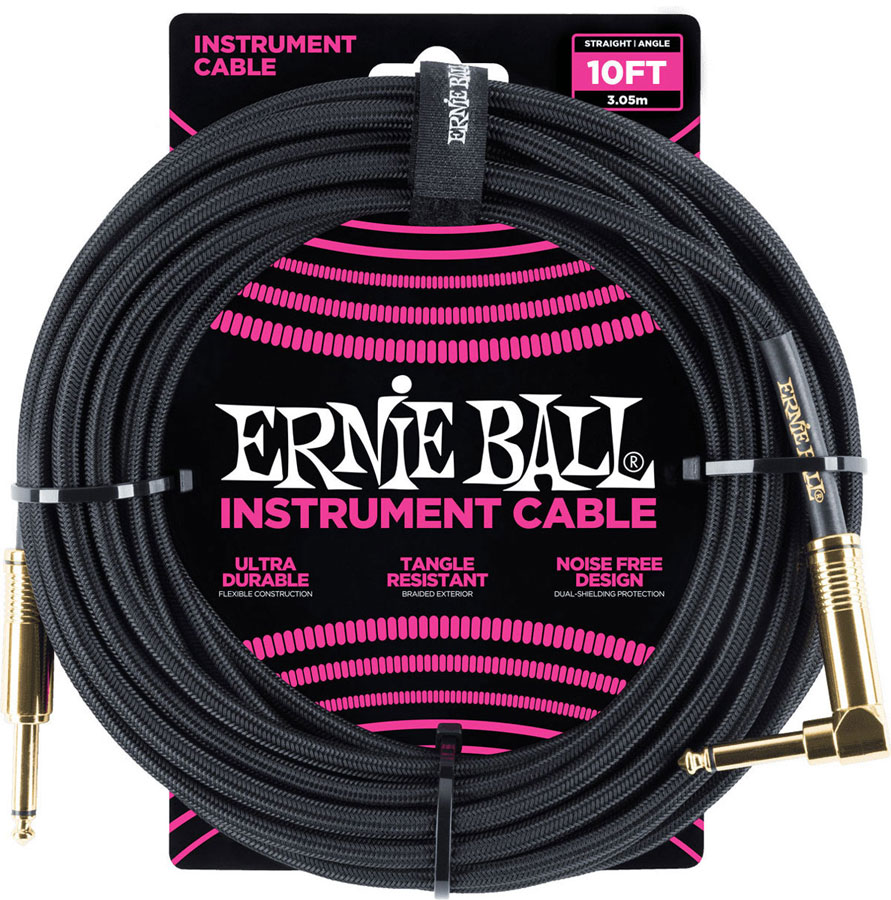 ERNIE BALL CABLES INSTRUMENT GAINE TISSE JACK/JACK COUD 3M NOIR