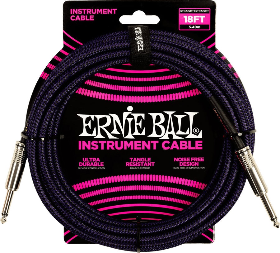 ERNIE BALL 5.5M JACK MONO MALE VERS JACK MONO MALE NOIR ET VIOLET