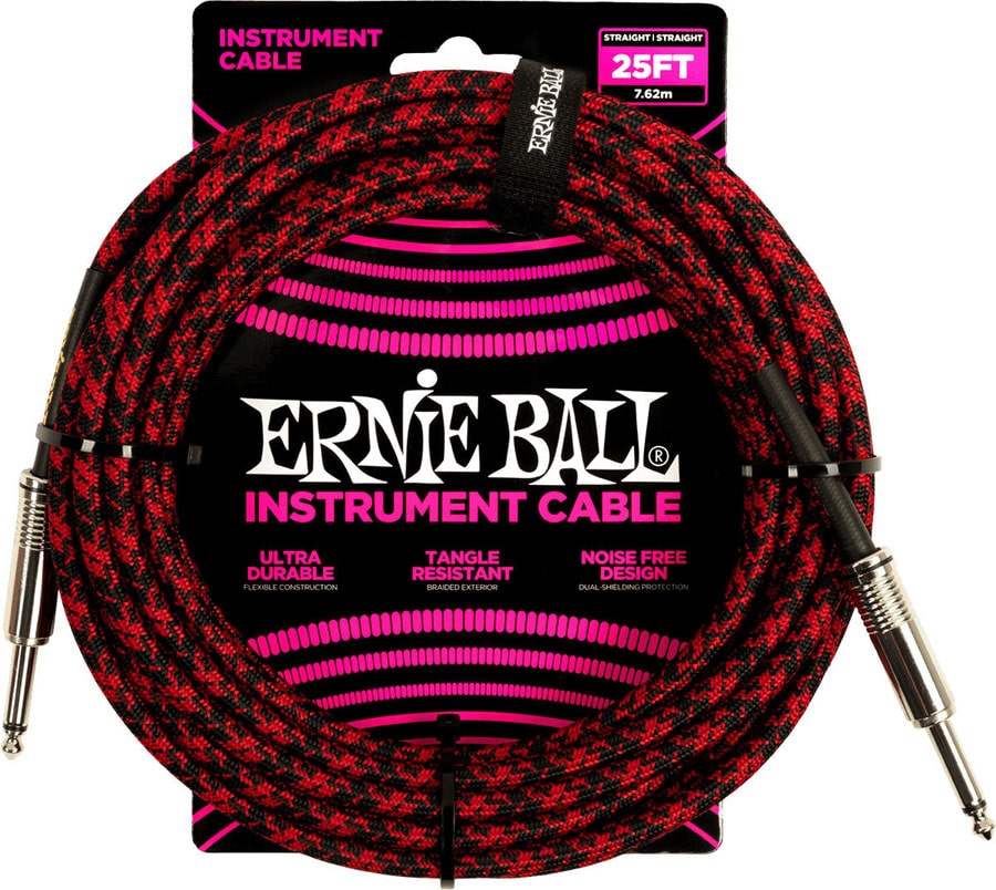 ERNIE BALL 7.62M JACK MONO MALE VERS JACK MONO MALE ROUGE ET NOIR