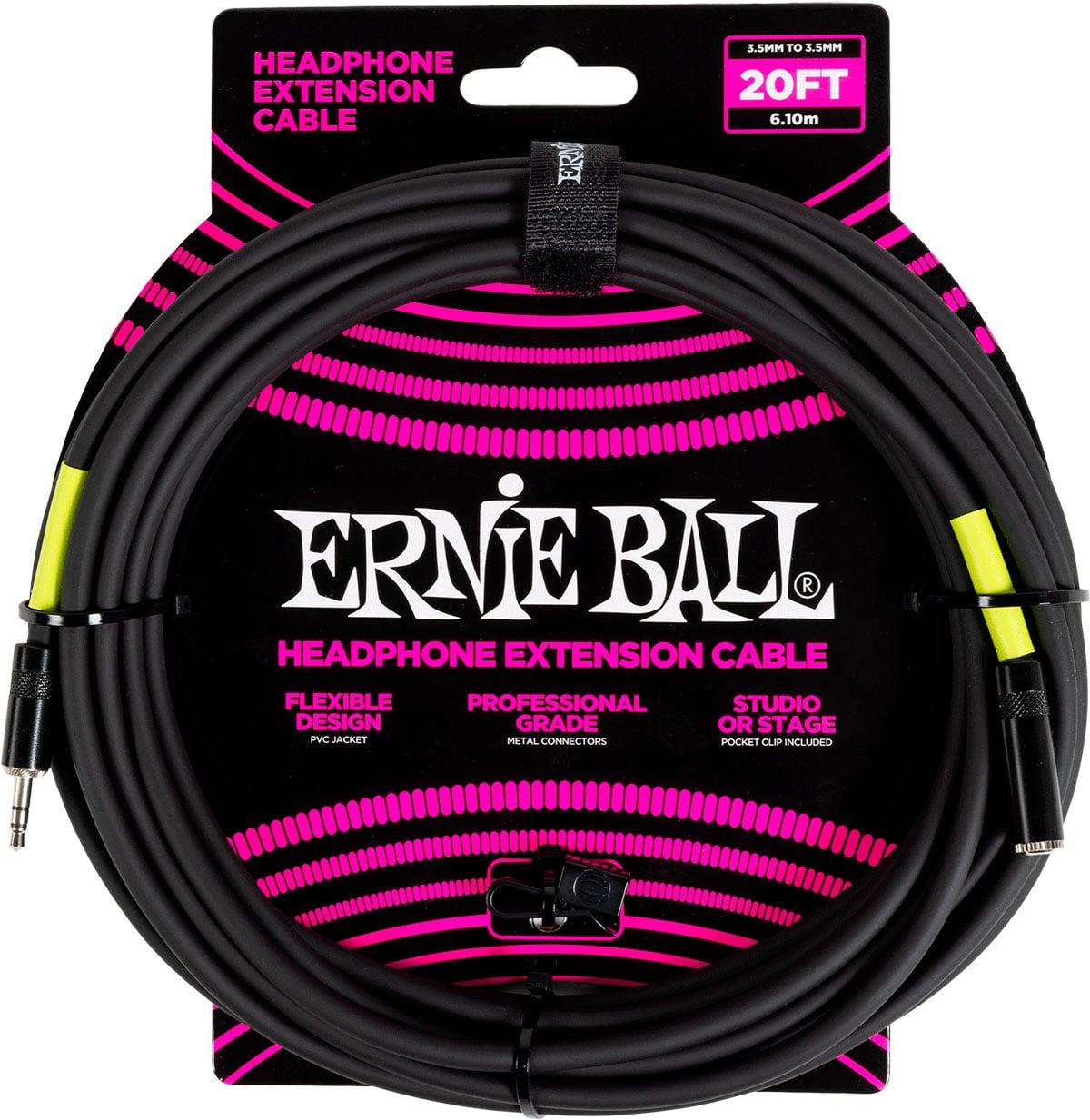 ERNIE BALL EFFECTS RALLONGE STÉRÉO MINI-JACK VERS MINI-JACK 6M NOIRE