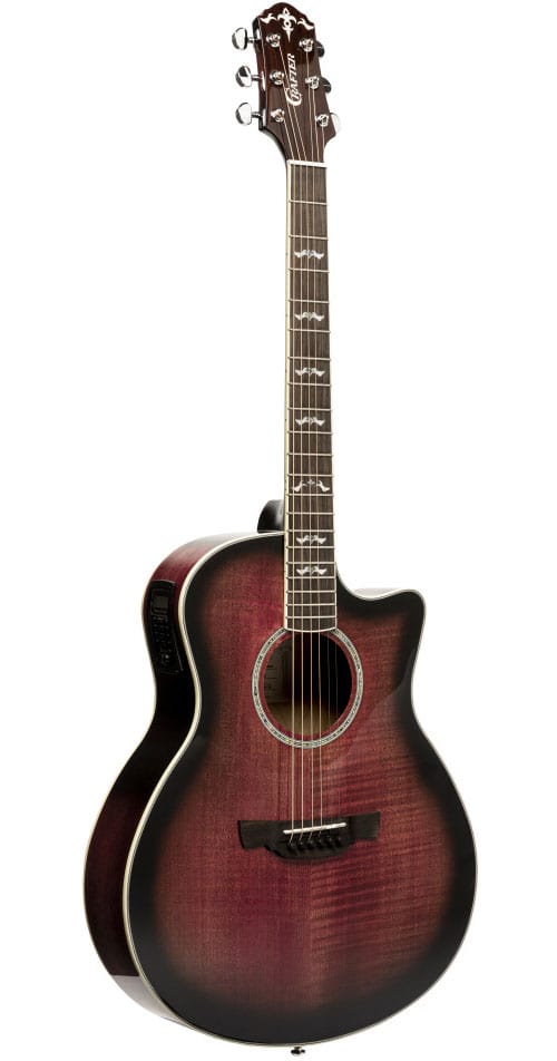 CRAFTER SÉRIE NOBLE, GUITARE ÉLECTRO-ACOUSTIQUE MINI-JUMBO AVEC TABLE EN ÉRABLE ONDÉ