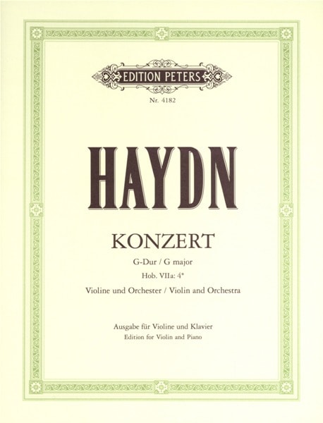 EDITION PETERS HAYDN JOSEPH - CONCERTO NO.2 IN G HOB.VIIA/4 - VIOLIN AND PIANO