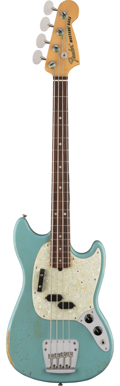 FENDER JMJ ROAD WORN MUSTANG BASS RW, FADED DAPHNE BLUE - STOCK-B