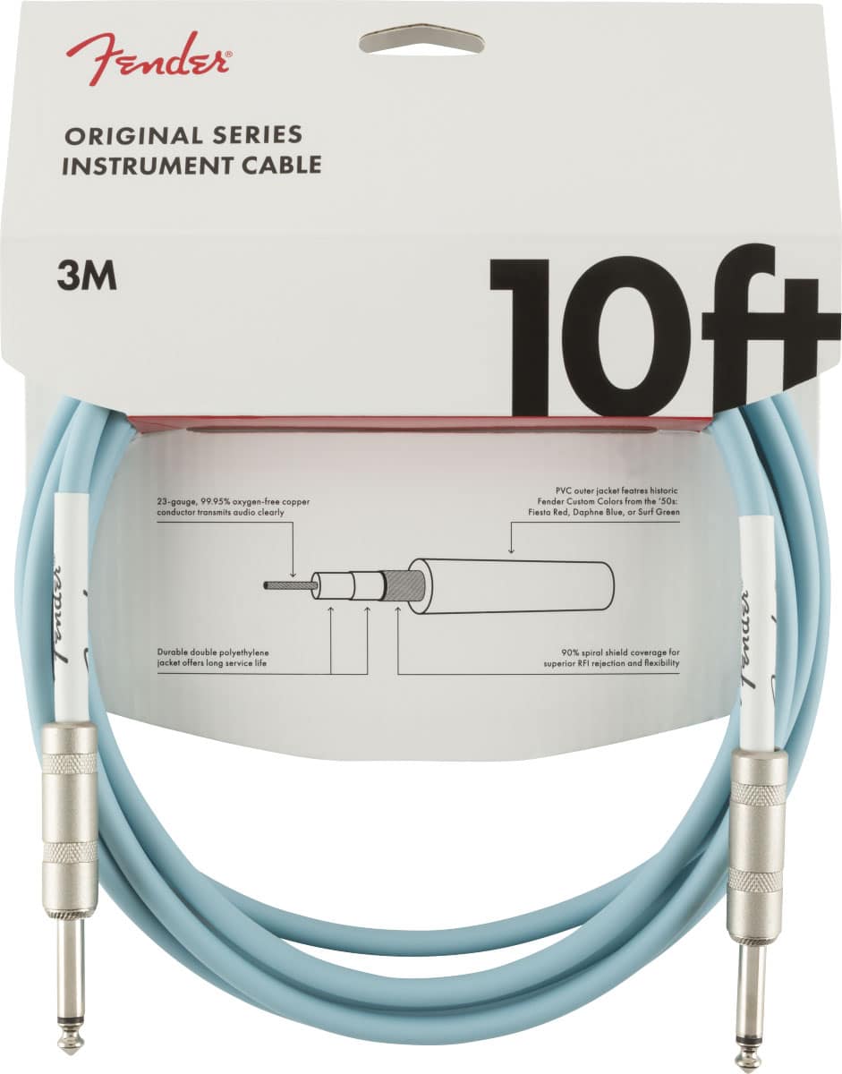 FENDER ORIGINAL INSTRUMENT CABLE, 10', DAPHNE BLUE