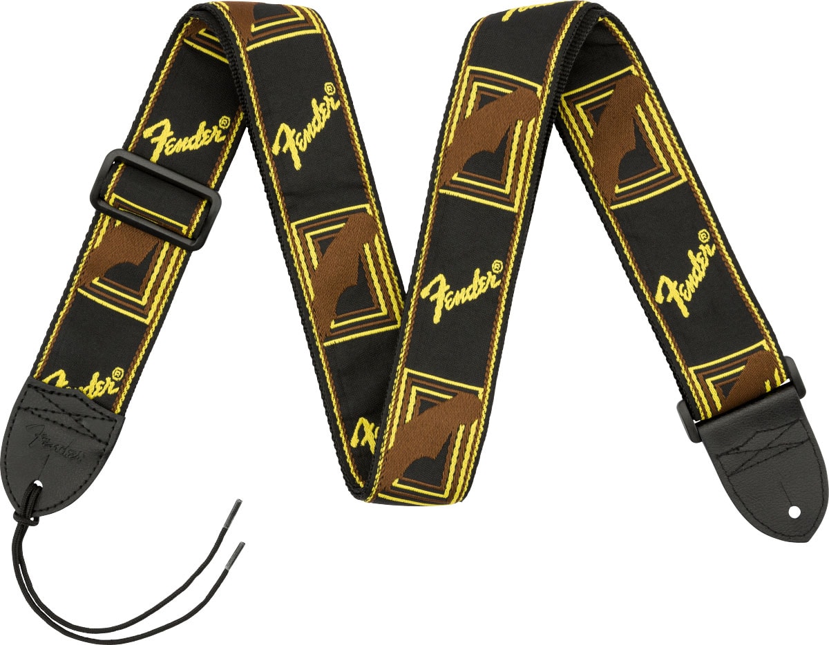 FENDER FENDER 2 MONOGRAMMED STRAP, BLACK/YELLOW/BROWN