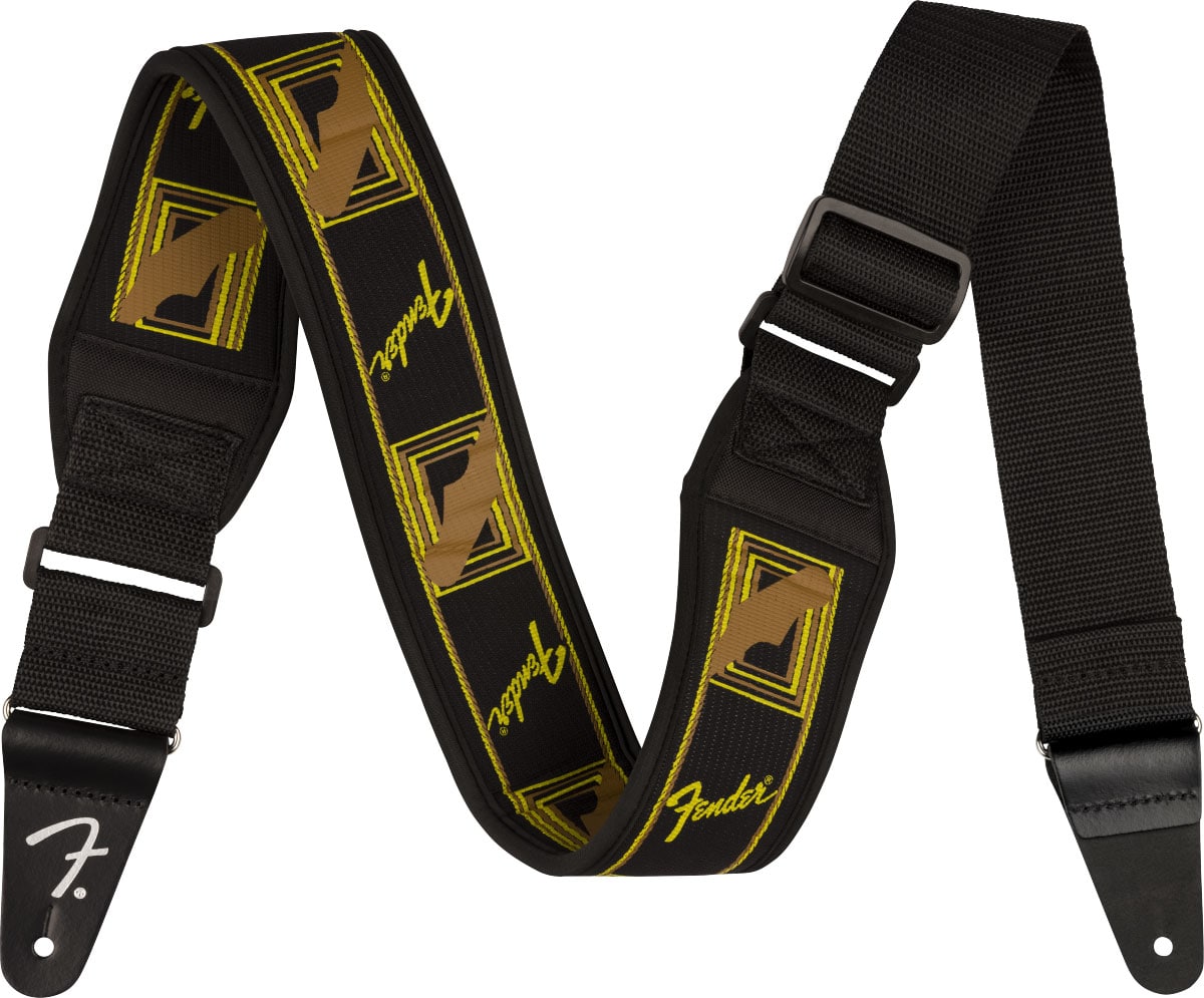 FENDER SWELL NEOPRENE STRAP, BLK/YLW/BRN MONO, 2.5