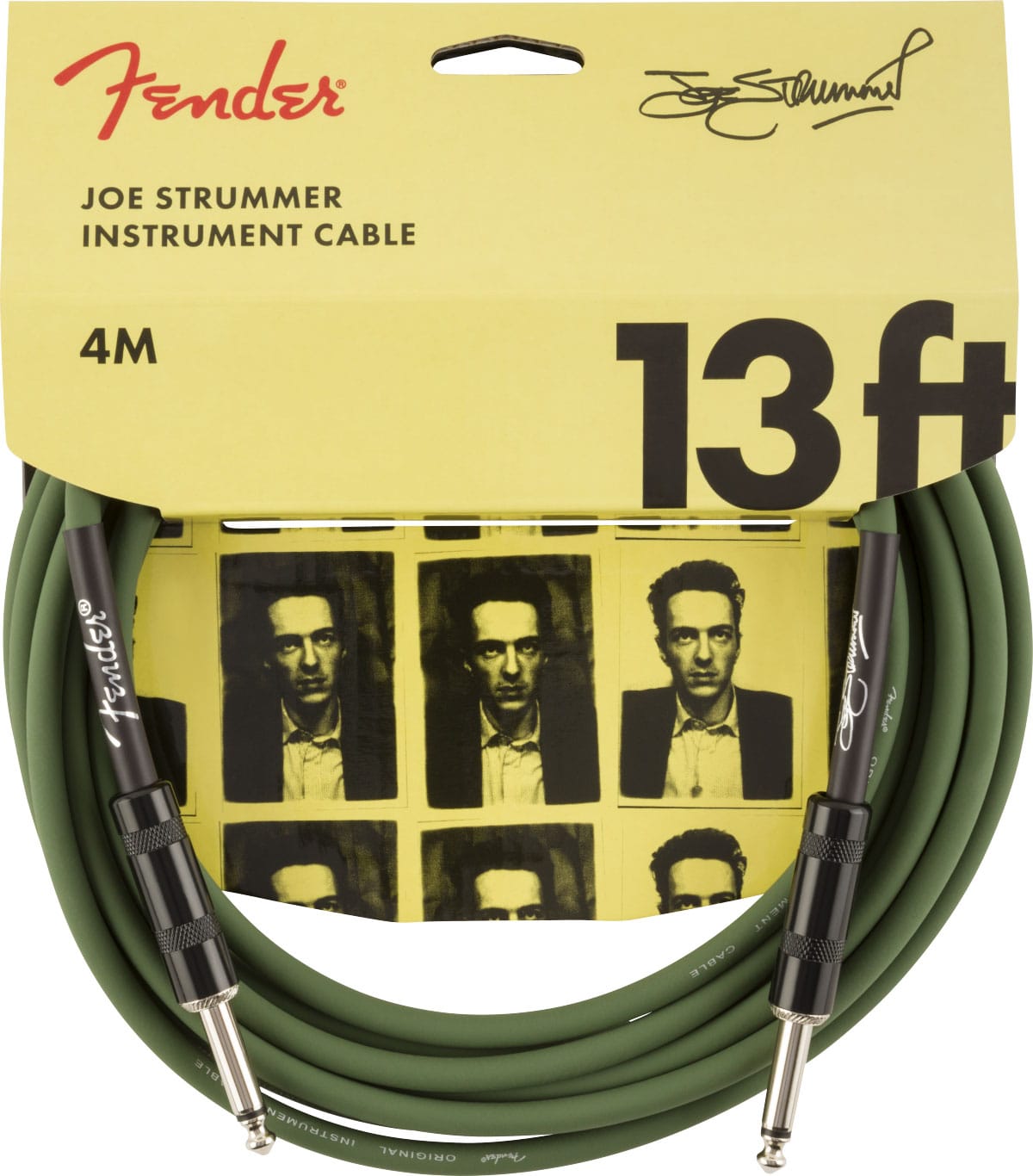 FENDER STRUMMER PRO 13' INSTRUMENT CABLE, DRAB GREEN