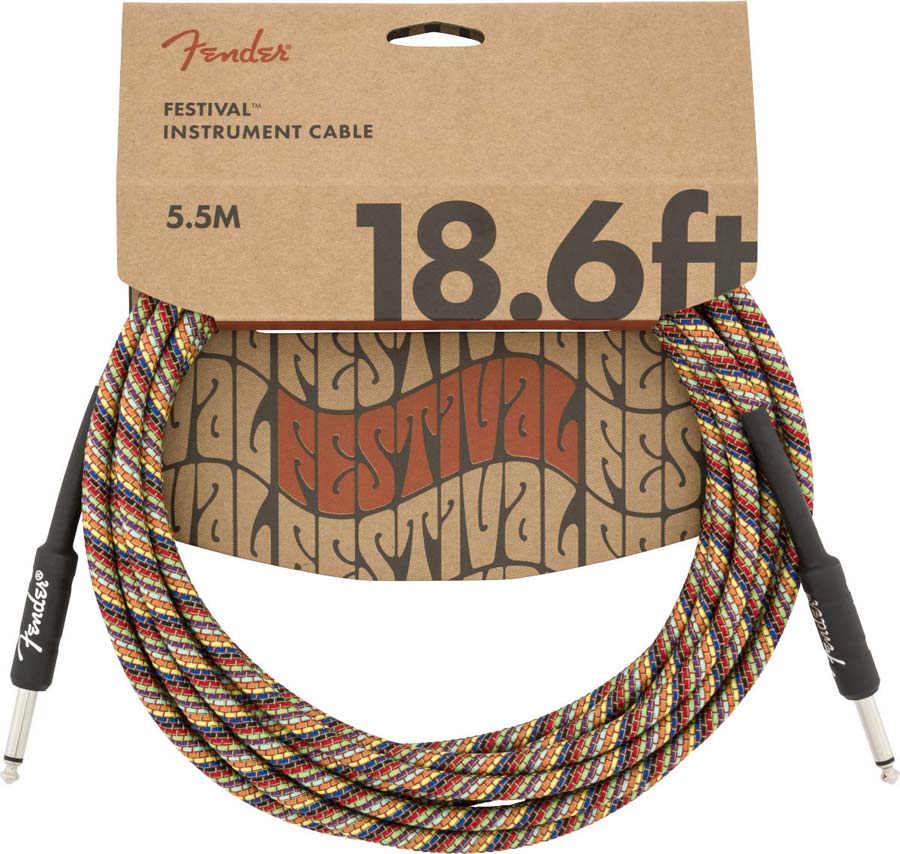 FENDER 18.6' FESTIVAL INSTRUMENT CABLE PURE HEMP RAINBOW