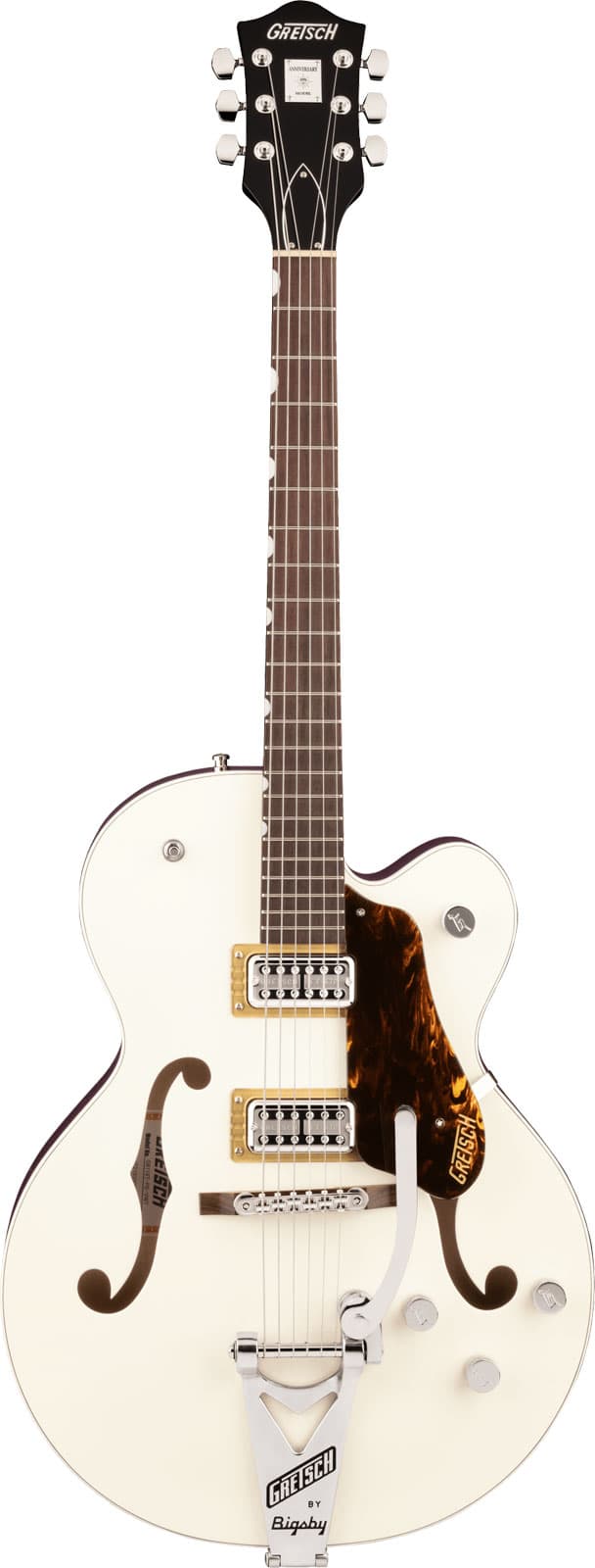 GRETSCH GUITARS G6118T PLAYERS EDITION ANNIVERSARY HOLLOW BODY WITH STRING-THRU BIGSBY RW, TWO-TONE VINTAGE WHITE-WA