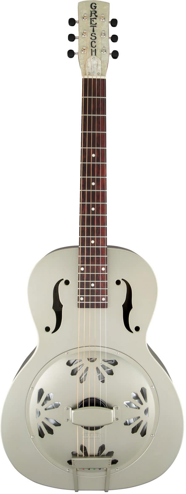 GRETSCH GUITARS G9201 HONEY DIPPER ROUND-NECK, BRASS BODY BISCUIT CONE RESONATOR GUITAR, SHED ROOF FINISH