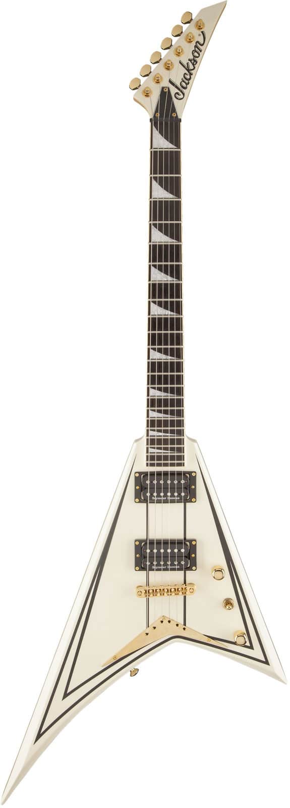 JACKSON GUITARS PRO RHOADS RRT-3 EBO, IVORY WITH BLACK PINSTRIPES