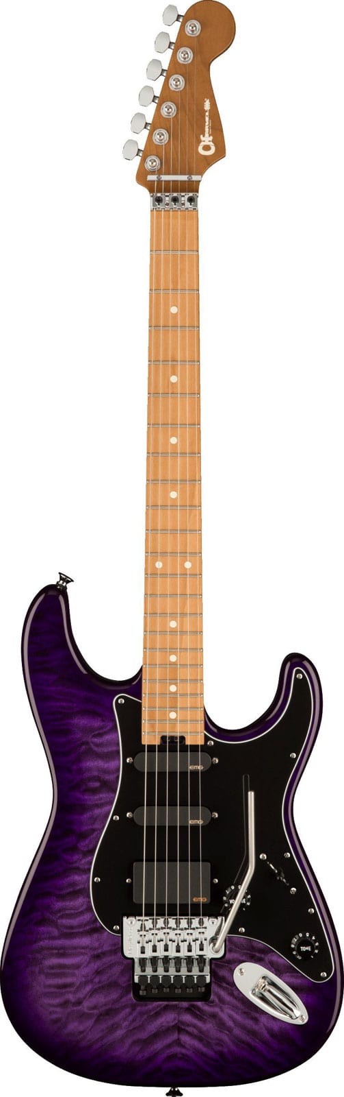 CHARVEL PRO-MOD SO-CAL STYLE 1 HSS FR CM QM CARAMELIZED MN TRANSPARENT PURPLE BURST