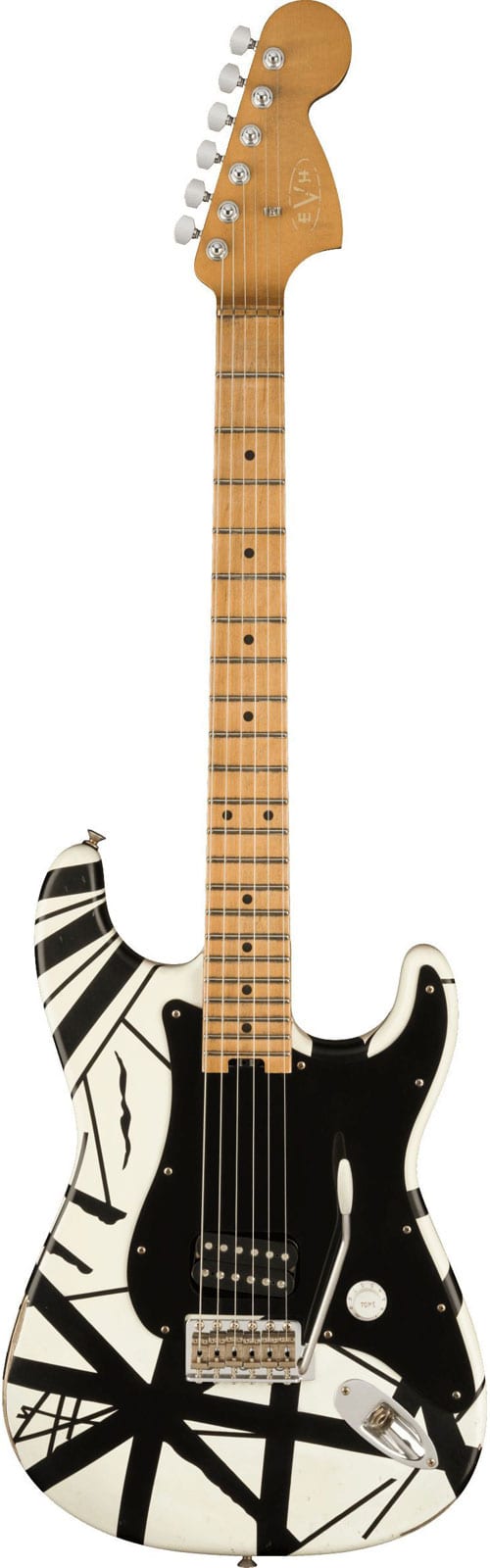 EVH STRIPED SERIES '78 ERUPTION MN WHITE WITH BLACK STRIPES RELIC