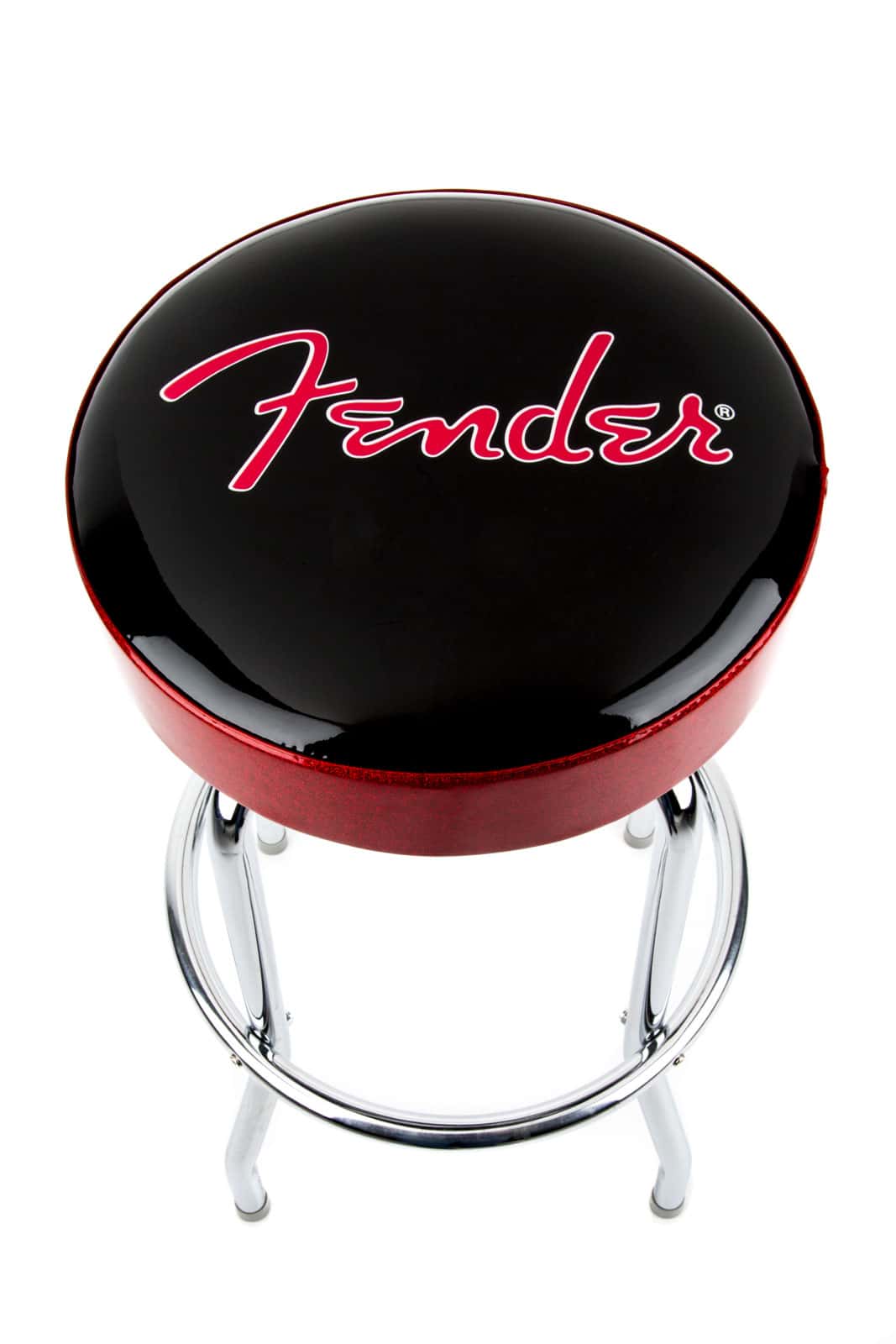 FENDER RED SPARKLE LOGO BARSTOOL BLACK RED SPARKLE-CHROME 30