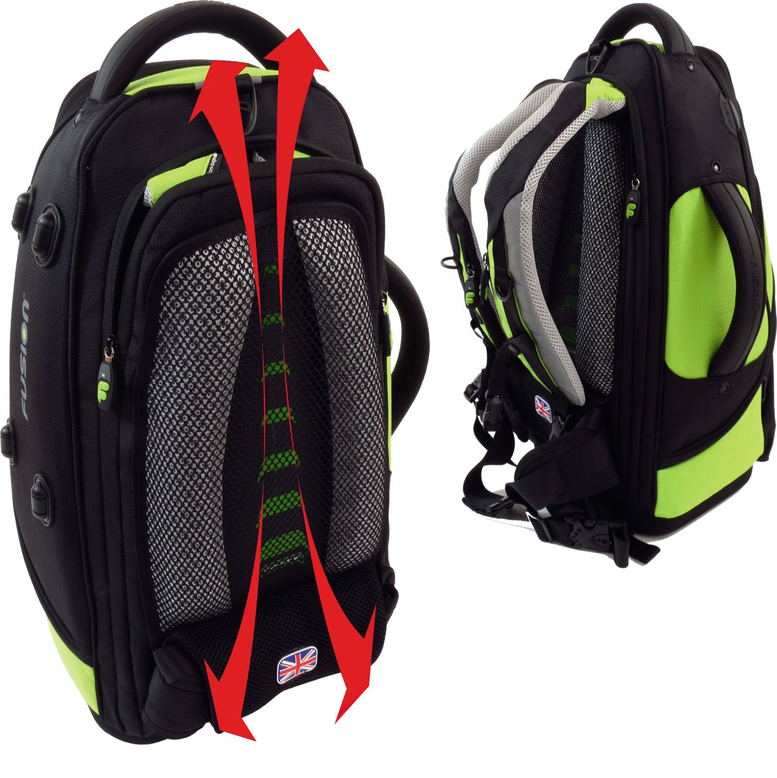 FUSION BAGS HOUSSE BUGLE NOIRE/VERT LIME PB-02-L