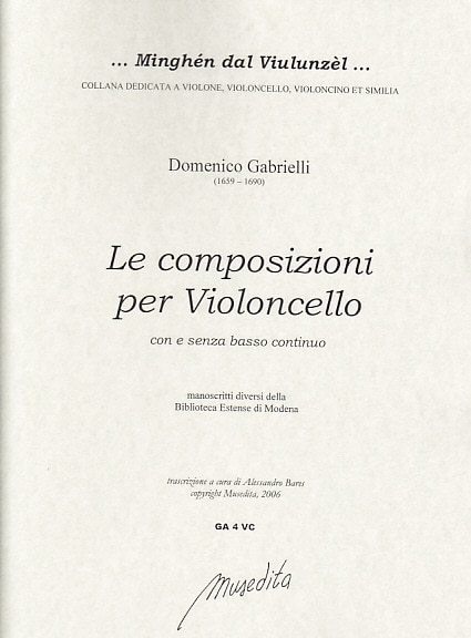 MUSEDITA GABRIELLI DOMENICO - LE COMPOSIZIONI PER VIOLONCELLO