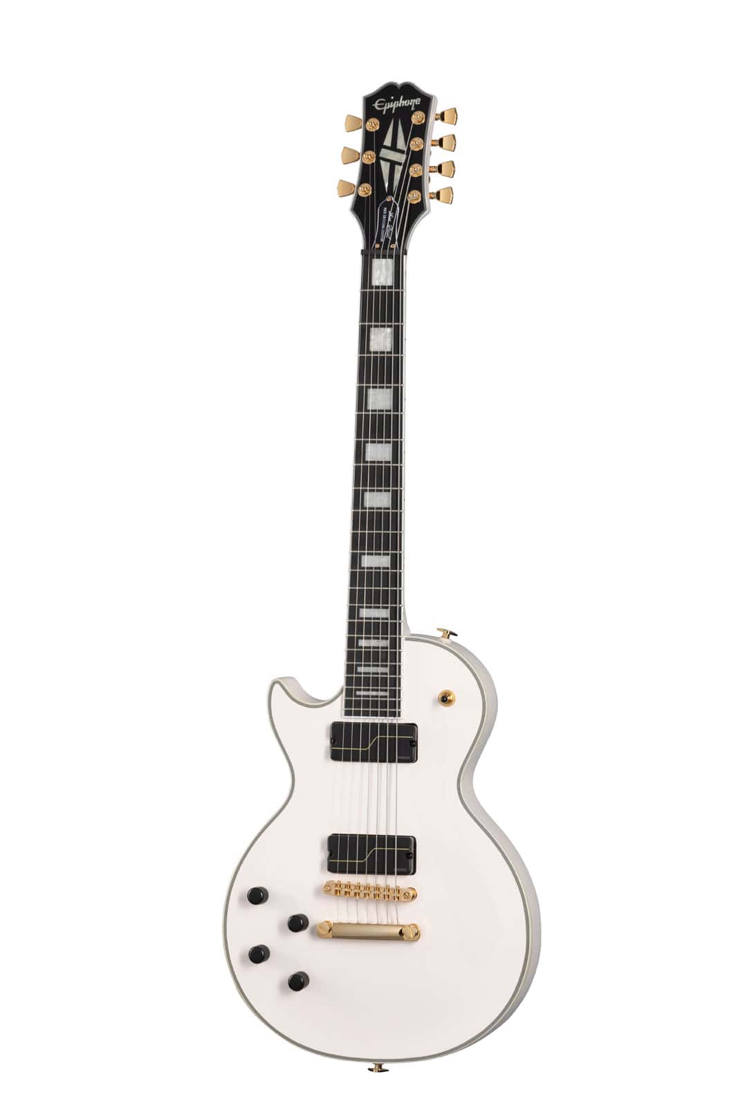 EPIPHONE LES PAUL CUSTOM ORIGINS 7 MATT HEAFY + ETUI BONE WHITE GAUCHER ARTIST IBG