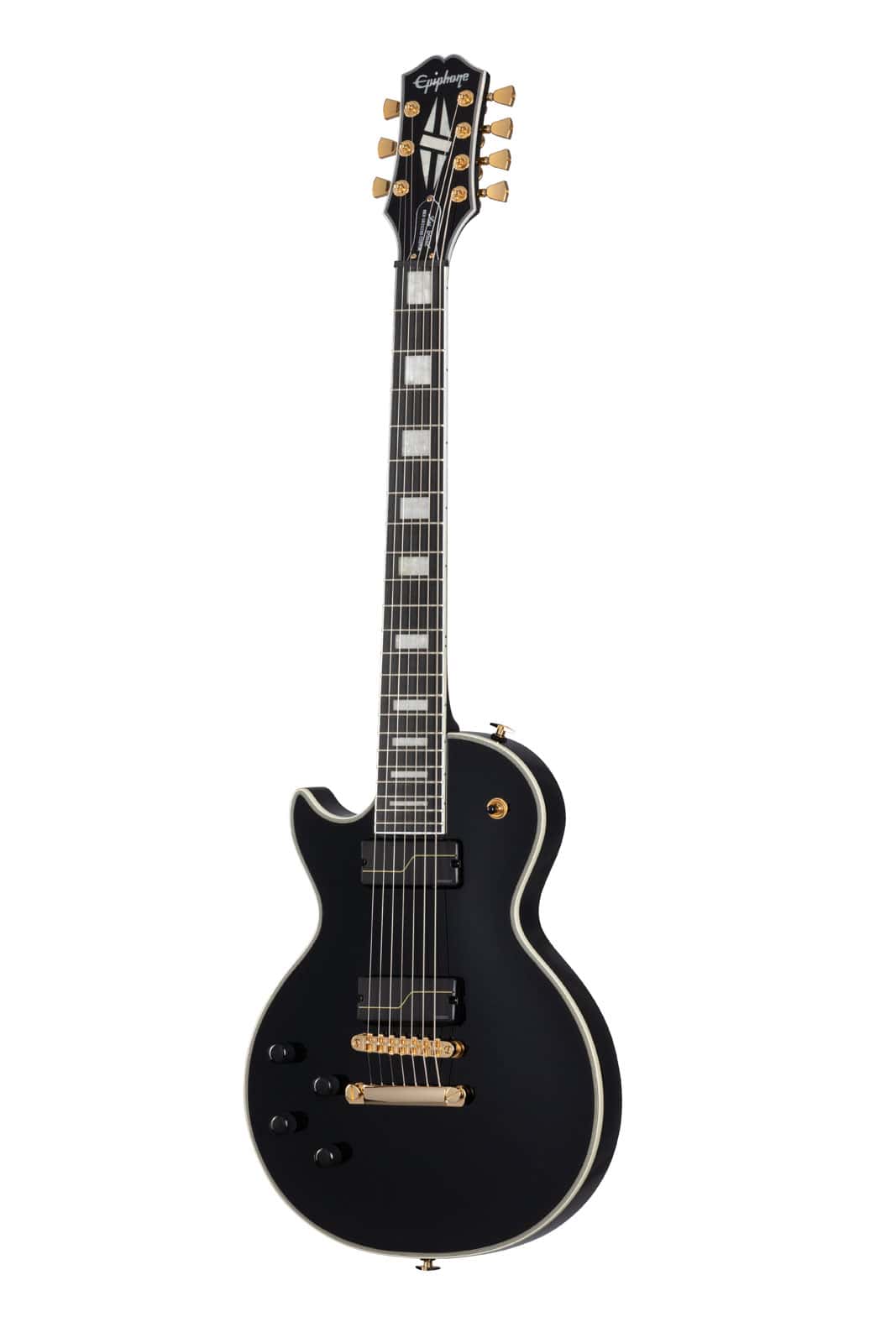 EPIPHONE LES PAUL CUSTOM ORIGINS 7 MATT HEAFY + ETUI EBONY GAUCHER ARTIST IBG