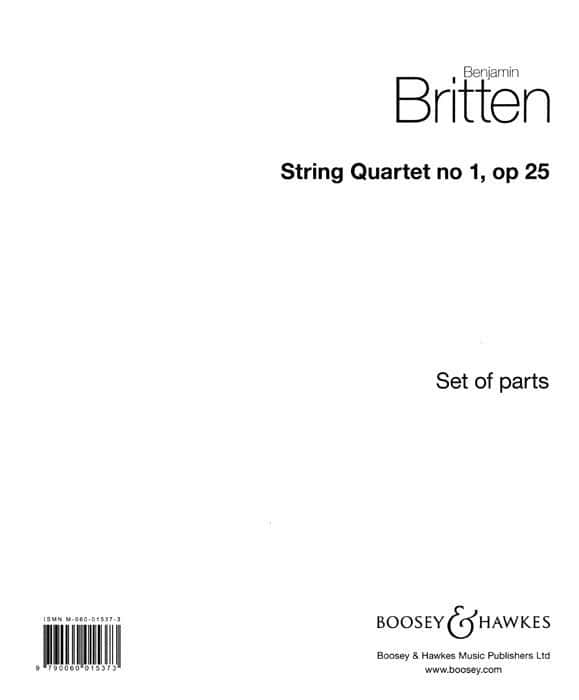 BOOSEY & HAWKES BRITTEN BENJAMIN - STRING QUARTET N.1 IN D OP.25 - SET OF PARTS