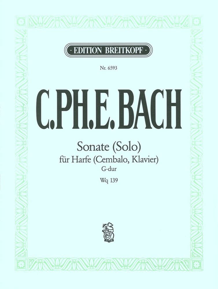 EDITION BREITKOPF BACH C.P.E. - SONATE (SOLO) G-DUR WOTQ 139 - HARPE