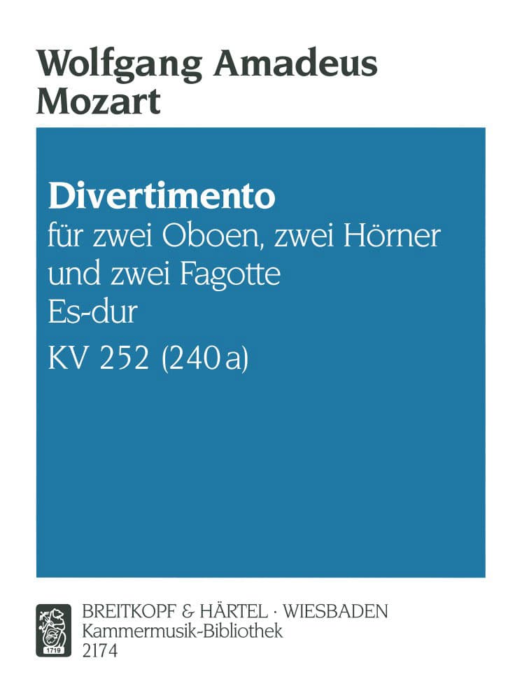 EDITION BREITKOPF MOZART W.A. - DIVERTIMENTO ES-DUR KV 252