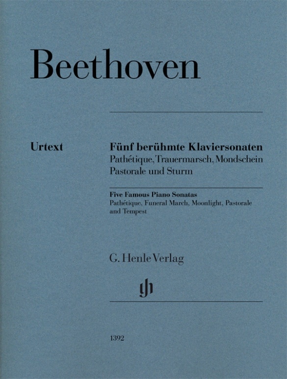 HENLE VERLAG BEETHOVEN L.V. - FIVE FAMOUS PIANO SONATAS 