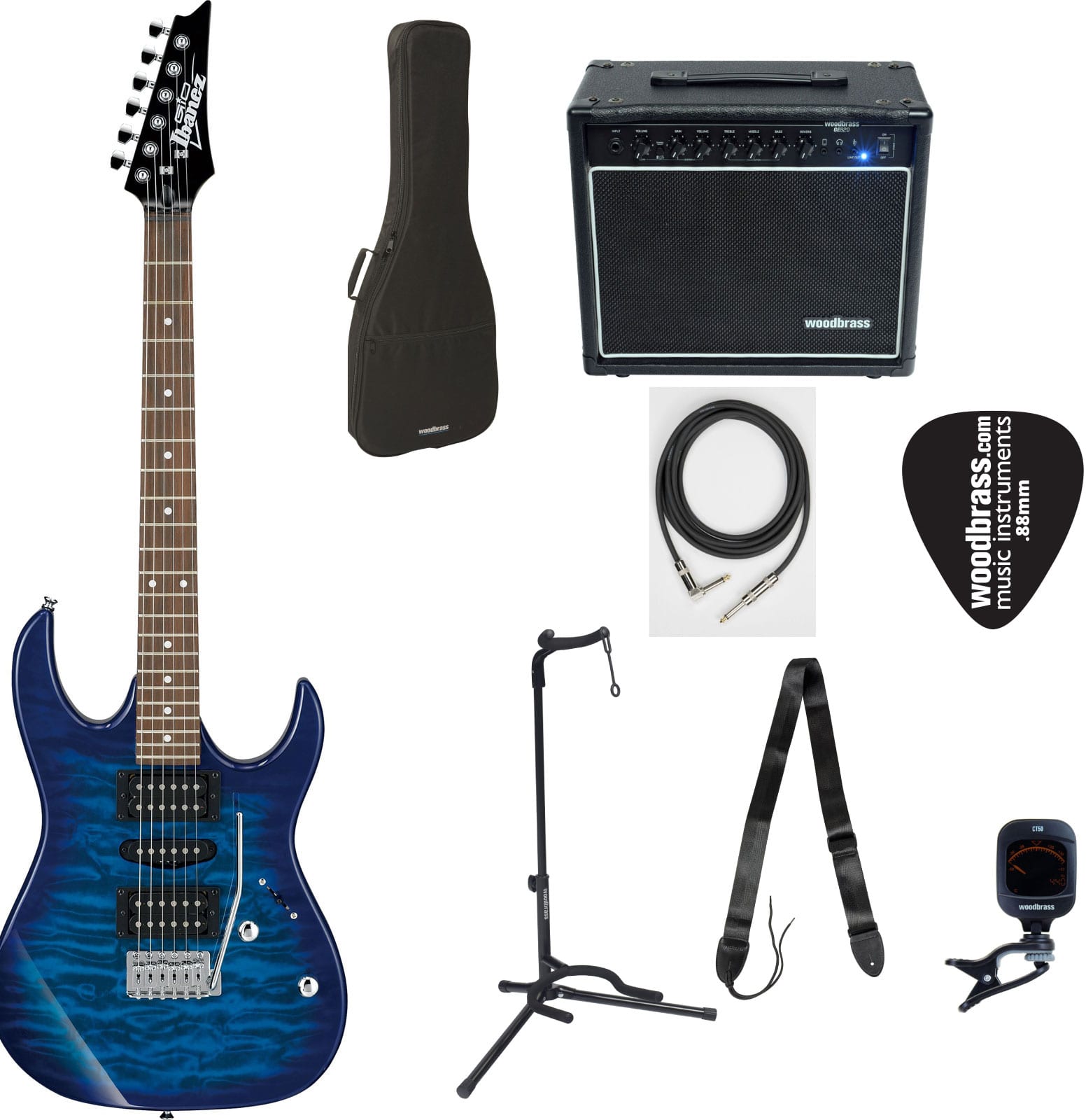 IBANEZ PACK COMPLET GRX70QA-TBB-TRANSPARENT BLUE BURST GIO