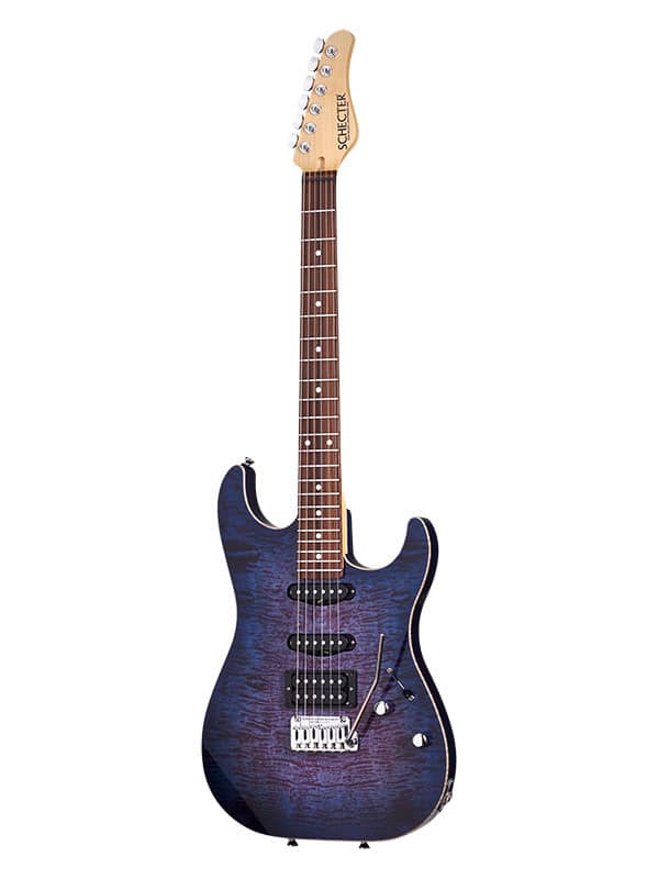 SCHECTER SUNSET II USA CUSTOM BLUE CRIMSON FLAME