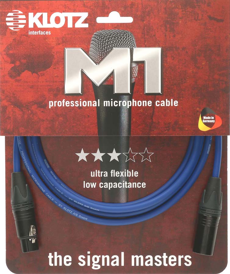 KLOTZ M1 MIC CABLE BLEU 5M XLR 3P. FEMELLE MALE NEUTRIK