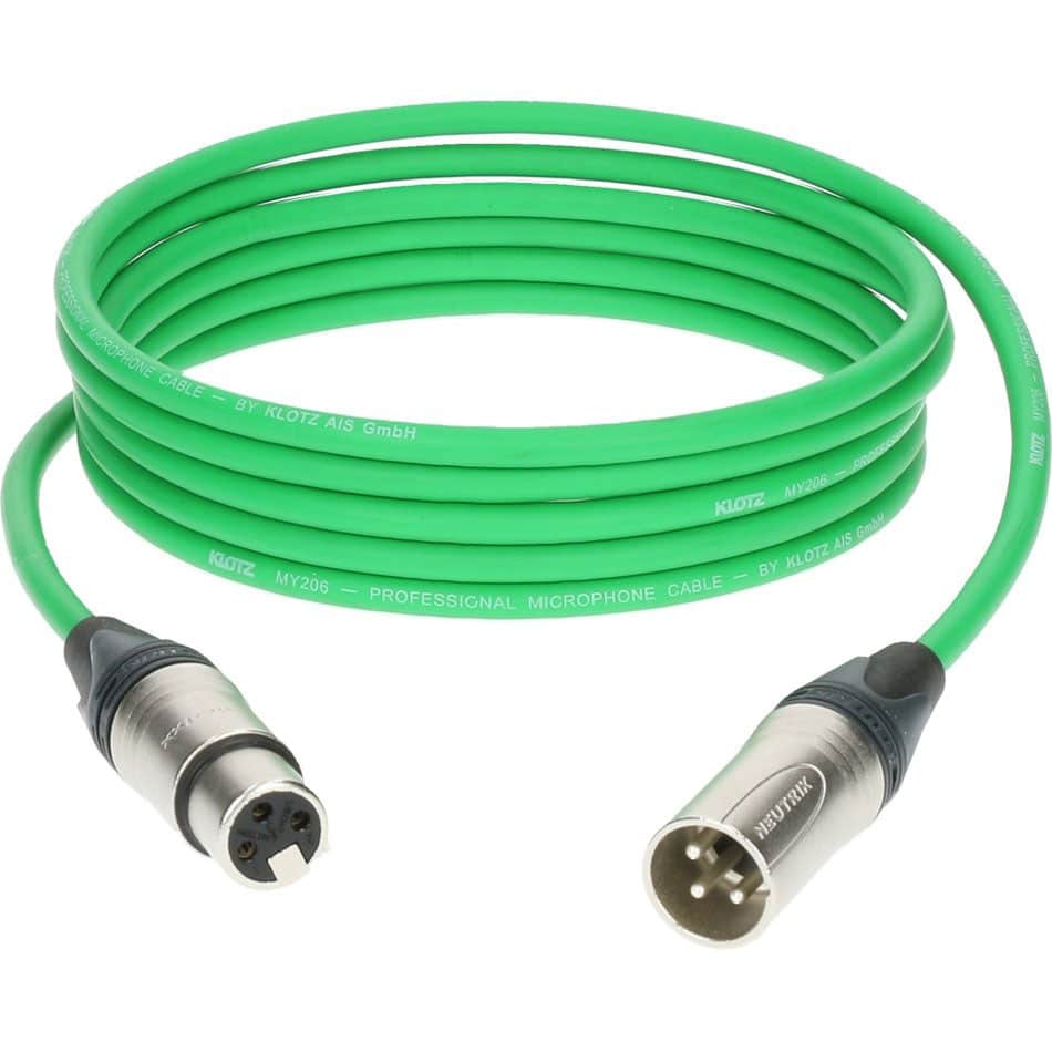 KLOTZ M1 MIC CABLE VERT 3M XLR 3P. FEMELLE MALE NEUTRIK