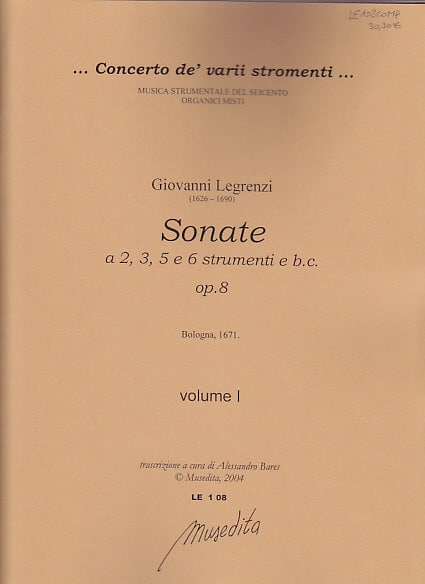 MUSEDITA LEGRENZI GIOVANNI - SONATE OP.8