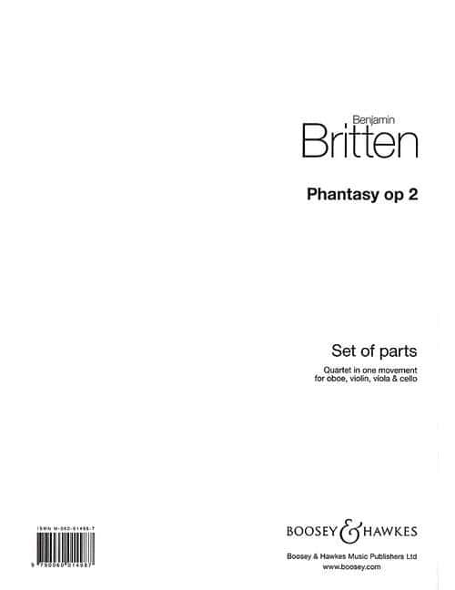 BOOSEY & HAWKES BRITTEN - PHANTASY OP. 2 - HAUTBOIS, VIOLON, ALTO ET VIOLONVIOLONCELLE