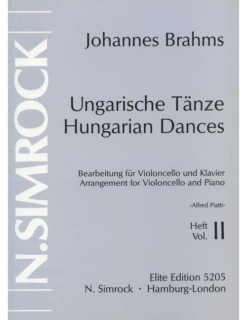 SIMROCK BRAHMS - HUNGARIAN DANCES - VIOLONCELLE ET PIANO