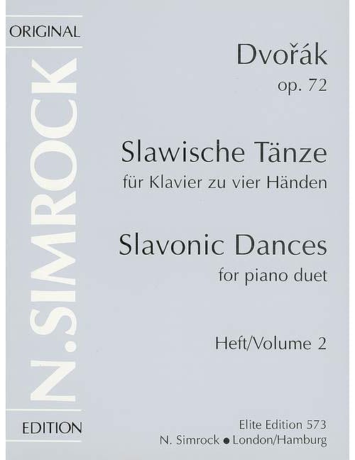 SIMROCK DVORÁK - SLAVONIC DANCES OP. 72 NUMÉRO 2 - PIANO (4 HETS)