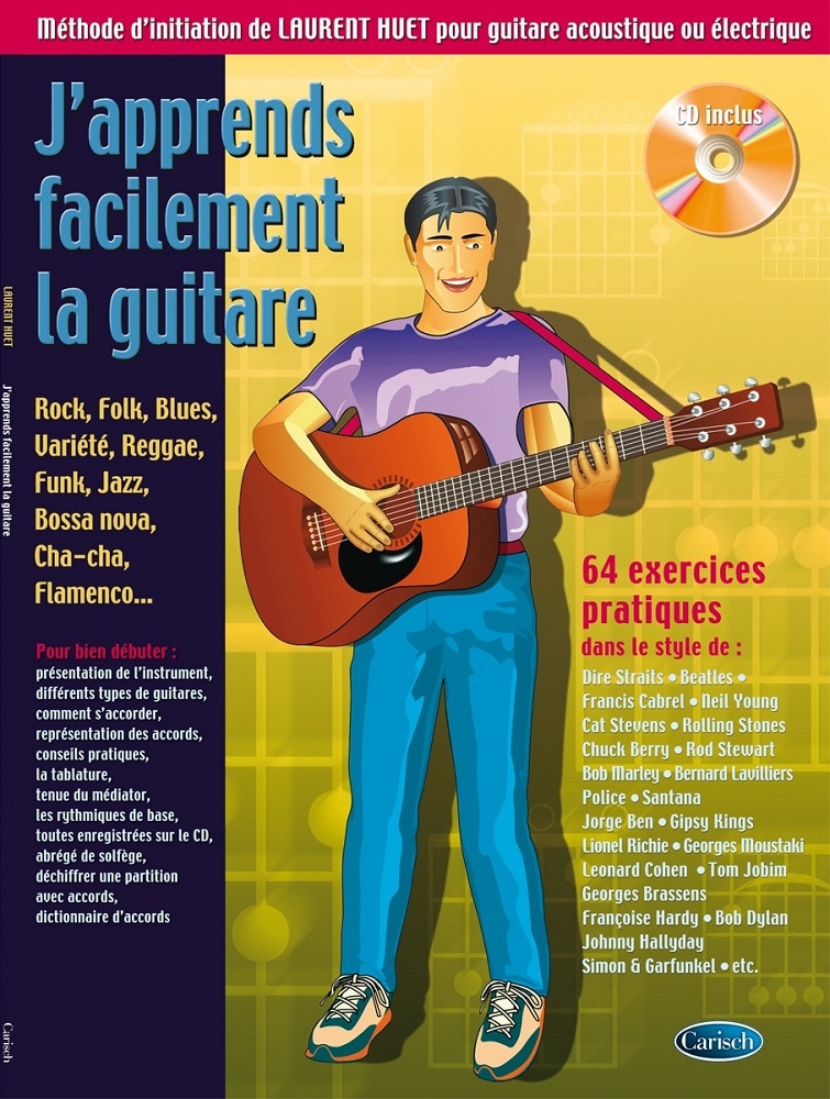 CARISCH HUET LAURENT - J'APPRENDS FACILEMENT LA GUITARE (VERSION POCHE) + CD DEBUTANT 